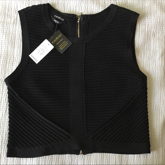NWT Bebe Sheer Stripe Sweater Tank Black - Picture 10 of 10